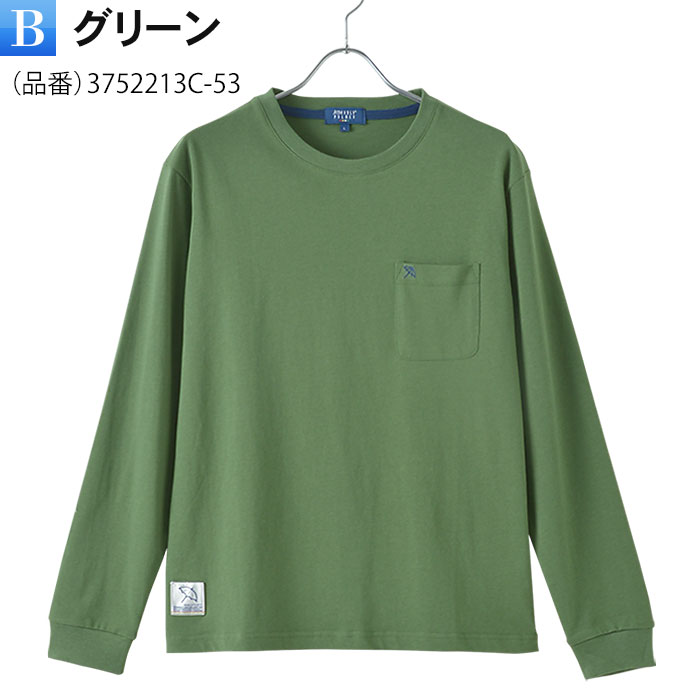 ロング カットソー Tシャツ プルオーバー ペール グリーン コットン 綿100