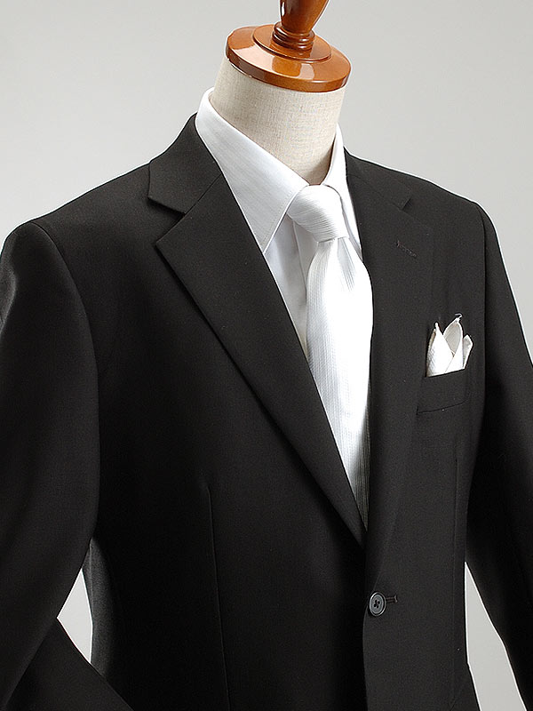 フォーマルスーツ 礼服 メンズ 超黒/濃染加工 深みブラック ウール素材