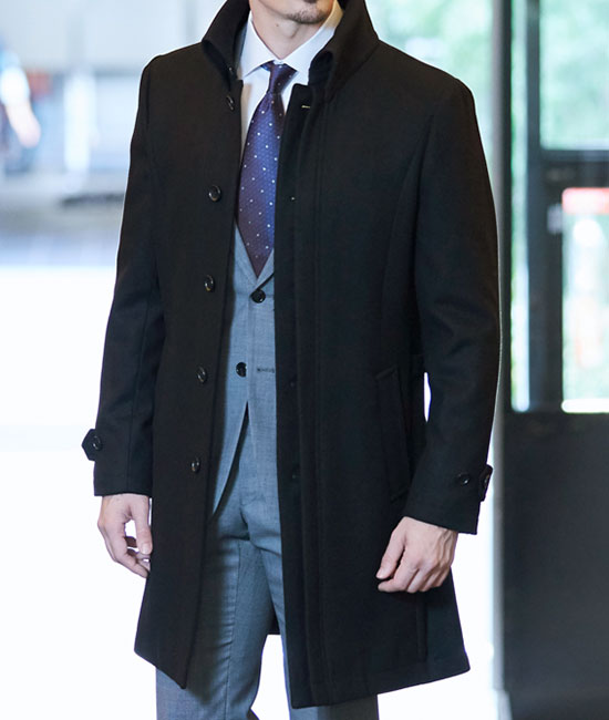 ダブルフロントセミフライ・ステンカラーコート