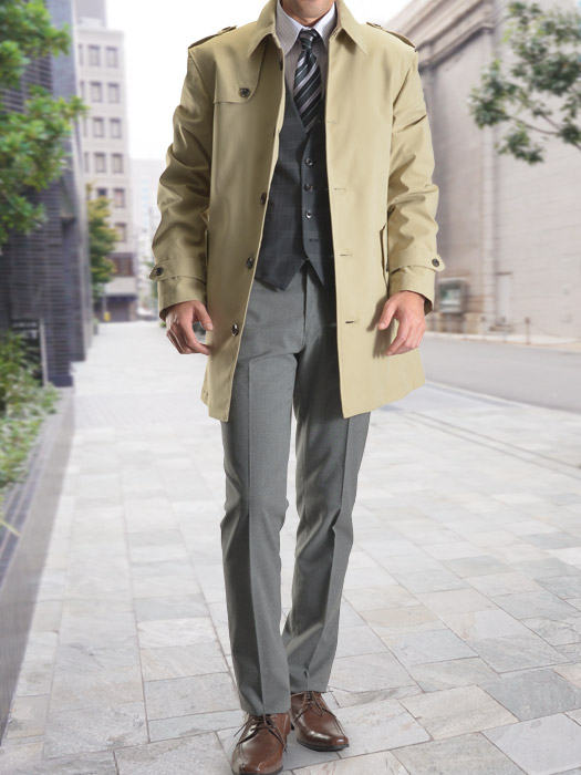 定番トレンチ 裏起毛スラックスでスマートにウォームビズ メンズスーツのスーツスタイルmarutomi 公式通販